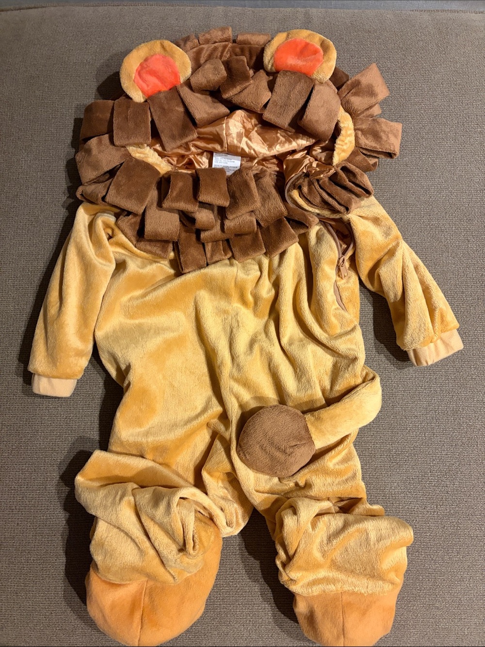 Kids Plush Lion Costume - Yellow/Brown Hooded Onesie